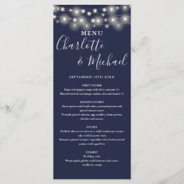 Marineblauwe String Lights Signature Bruiloft Menu