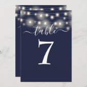 Marineblauwe String Lights Tafelnummer (Voorkant / Achterkant)