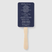 Marineblauwe String Lights Trouwprogramma Handwaaier (Achterkant)