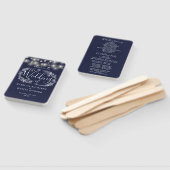 Marineblauwe String Lights Trouwprogramma Handwaaier (Niet-gemonteerd)