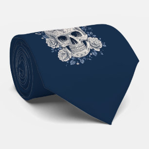 Marineblauwe stropdas met decoratieve suikerschede