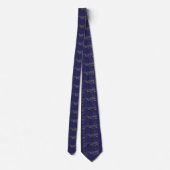 Marineblauwe stropdas met elegante gouden abstract (Achterkant)