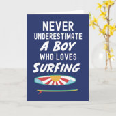 Marineblauwe Surfer Kaarten Voor Kinderen Jongens (Gele Bloem)