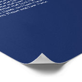 Marineblauwe tafelbruiloft zitplaats poster (Hoek)