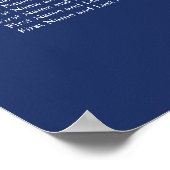 Marineblauwe Tafelindeling Bruiloft Poster (Hoek)