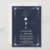 Marineblauwe Tarot De Liefhebbers Bruiloft Kaart (Voorkant)