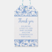 Marineblauwe teddybeer baby boy douche dank u cadeaulabel (Achterkant)