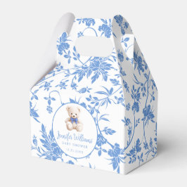 Marineblauwe teddybeer baby jongen douche gunst do bedankdoosjes