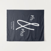 Marineblauwe Trouwachtergrond Aangepaste Naamse Mr Wandkleed (Voorkant (horizontaal))