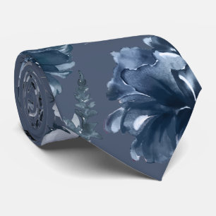 Marineblauwe Tuin Bloemen Marine Huwelijk Keelband Stropdas