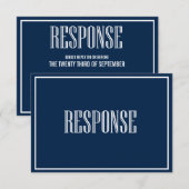 Marineblauwe typografie RSVP-kaart in oude stijl RSVP Kaartje (Voorkant / Achterkant)