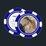 Marineblauwe Vegas Poker Chip Trouwfeest Kaart<br><div class="desc">Verbluf je vrienden en familie door ze deze marineblauwe en witte poker chip trouwfoto wegloperij aankondiging/party uitnodigingen te sturen. Ze kijken ernaar uit om bij dit feest dat zeker leuk zal zijn aanwezig te zijn!</div>