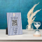 Marineblauwe Verticale Strepen QR Code Wifi Voetst Fotoplaat (Zijkant)