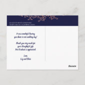 Marineblauwe Vintage Elegante Koperen Dank Je Briefkaart (Achterkant)