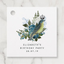 Marineblauwe vintage vogel en kroon