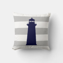 Marineblauwe vuurtoren op grijze en witte strepen