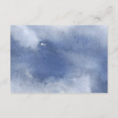 Marineblauwe Waterverf, Bloemenbruiloft QR Code RS Informatiekaartje (Achterkant)