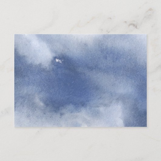 Marineblauwe Waterverf, Bloemenbruiloft QR Code RS Informatiekaartje (Achterkant)