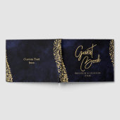 Marineblauwe Waterverf & Gouden Glam Bruiloft Mono Gastenboek (Volledig)