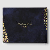 Marineblauwe Waterverf & Gouden Glam Bruiloft Mono Gastenboek (Achterkant)