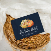 marineblauwe waterverf pompoen bewegende aankondig briefkaart