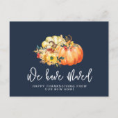 marineblauwe waterverf pompoen bewegende aankondig briefkaart (Voorkant)