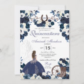 Marineblauwe western charra bloemenlaarzen Quincea Kaart (Voorkant)