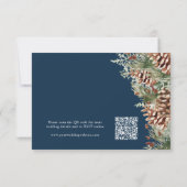 Marineblauwe Winter RSVP Kaart (Achterkant)