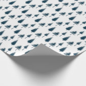 Marineblauwe Winterbomen Cadeaupapier (Hoek)