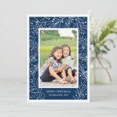 Marineblauwe wintertakken | Vakantie foto 2017 Feestdagenkaart (Staand voorkant)