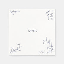 Marineblauwe & Witte Botanische Neutrale Shower