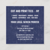  marineblauwe witte cirkel logo-schermprinter vierkante visitekaartje (Achterkant)