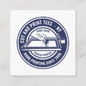  marineblauwe witte cirkel logo-schermprinter vierkante visitekaartje (Voorkant)