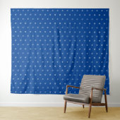 Marineblauwe witte davidsterpatroon achtergrond wandkleed (In Situ (horizontaal))