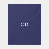 Marineblauwe witte gemonogrammeerde initialen mode fleece deken (Voorkant)