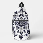 Marineblauwe Witte Mandala Slingtas Sling Bag (Voorkant)