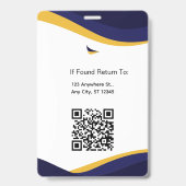 Marineblauwe & Witte Moderne Gepersonaliseerde ID Badge (Achterkant)