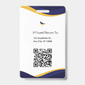 Marineblauwe & Witte Moderne Gepersonaliseerde ID Badge (Achterkant)