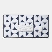 Marineblauwe & Witte Retro Boog Bureaumat | Modern (Keyboard & Muis)