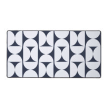 Marineblauwe & Witte Retro Boog Bureaumat | Modern