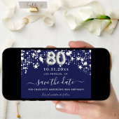 marineblauwe witte sterren voor de tachtigste verj save the date