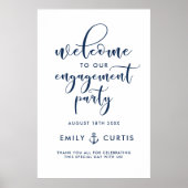 Marineblauwe Zeevaart-Huwelijksaankondigingsfeest  Poster (Voorkant)