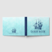 Marineblauwe zeevaart wind zeilboot gastenboek (Volledig)