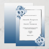 marineblauwe zilverkleurige witte bruine bruiloft kaart (Voorkant / Achterkant)