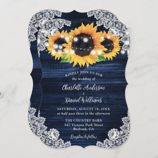 Marineblauwe Zonnebloem Houten Strijklichten Bruil Kaart (Voorkant / Achterkant)