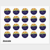 Marineblauwe zonnebloemen bruiloft modern budget ronde sticker (Vel)