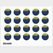 Marineblauwe zonnebloemen koppelcadeautje sticker (Vel)