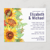 Marineblauwe Zonnebloemen Trouwdag Modern Budget (Voorkant)