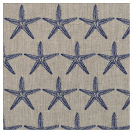  marineblauwtongmonogram kustlijn stof
