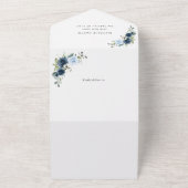 Marinebloemen, Blauwe bloemen, Groen, Baby shower All In One Uitnodiging (Buitenkant)